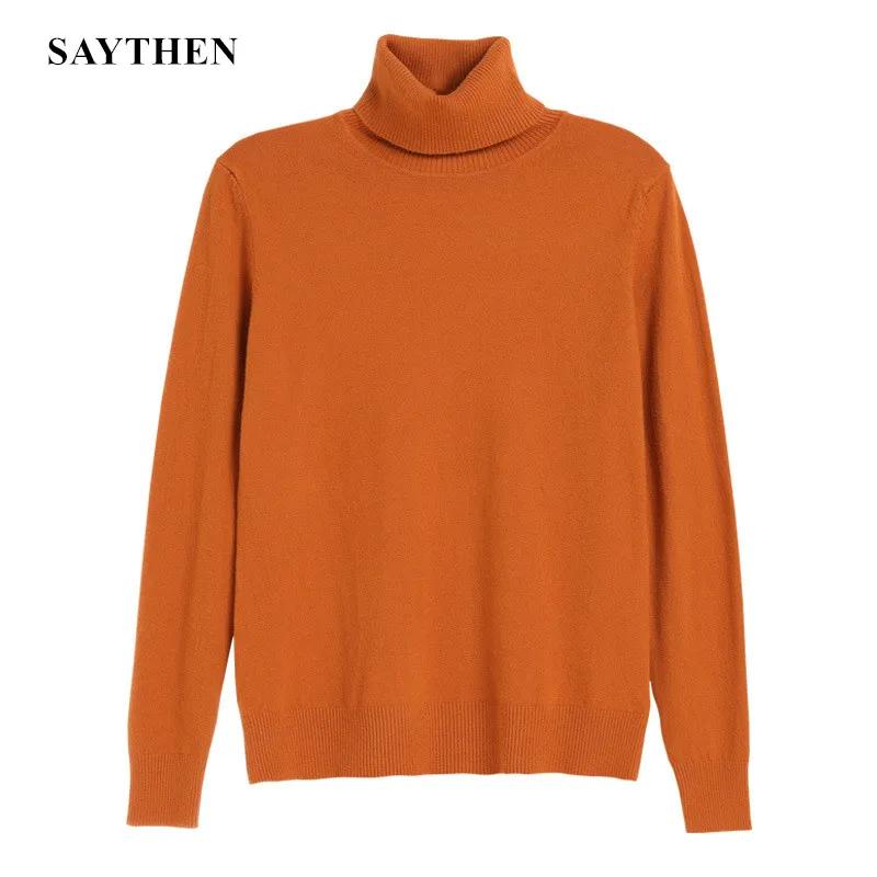 

SAYTHEN Autumn Winter Women Knitted Turtleneck Wool Sweaters Warm Casual Basic Pullover Jumper Batwing Long Sleeve Loose Tops