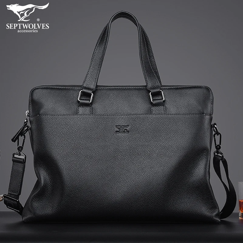 Men's Bag Handbag Casual Business Genuine Leather Trendy Leather Bag Cowhide Leather Briefcase New Official Business