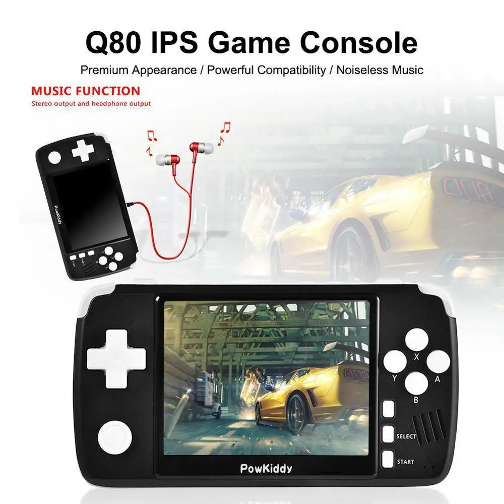 

Powkiddy Q80 Video Game Console 3.5 " IPS Screen Dual TF Card Slot Handheld Games Machine Gaming Player consolas de videojuegos