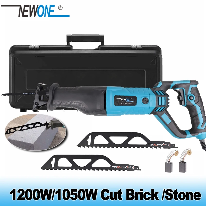 Сабельная пила NEWONE 1200 Вт/1050 Вт с 3 лезвиями для ручной пилы для резки бетона, красного кирпича, кирпичной кладки, сабельные лезвия 220 В Сабельная пила NEWONE 1200 Вт/1050 Вт с 3 лезвиями для ручной пилы для резки бетона, красного кирпича, кирпичной кладки, сабельные лезвия 220 В