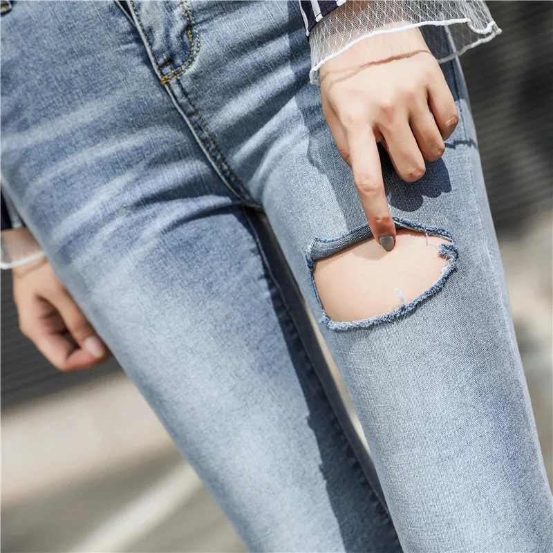 Новинка рваные джинсы женские винтажные высокие с хвостом узкие тонкие джинсы| |