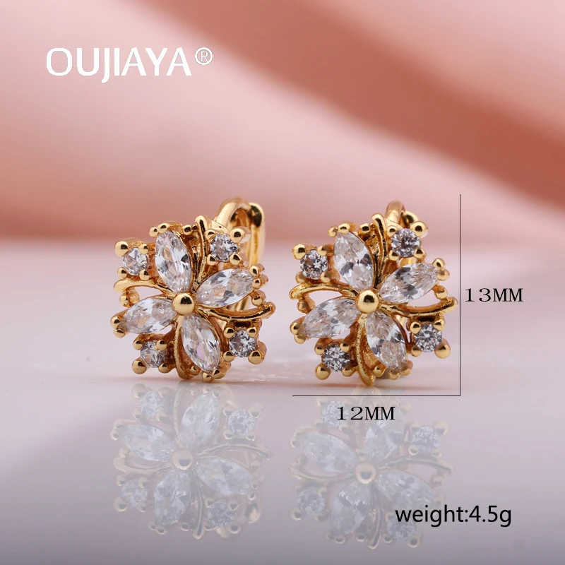 OUJIAYA новые свадебные серьги с белым цветком женские золотые капли натуральный