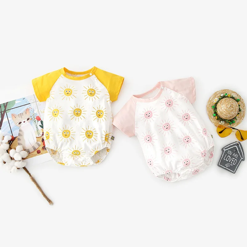 Summer baby onesies Korean round neck newborn romper men and women baby romper short crawl