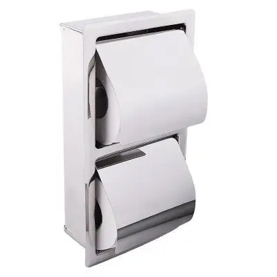 Vertical double Одноместный/двухместный Нержавеющая сталь Туалет Бумага коробка дом, отель, ванная комната настенное скрытый рулон Бумага держатель стойки - Цвет: Vertical double