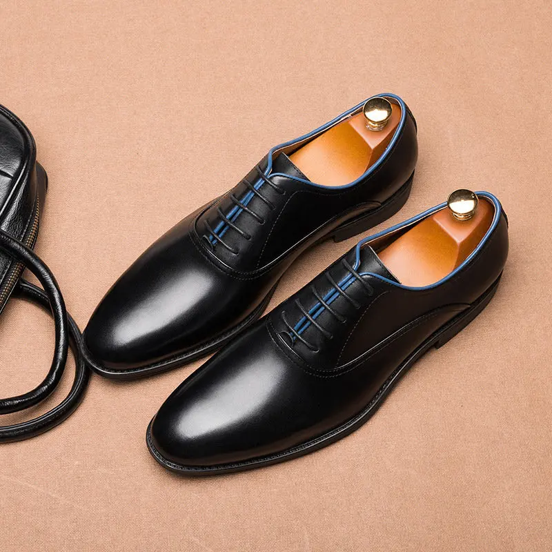 

Hight End Business Man Elegant Basic Leather Shoes Pointed Toe Lace Up Office Shoes Black Casual Oxfords Big Size 11 Large 12