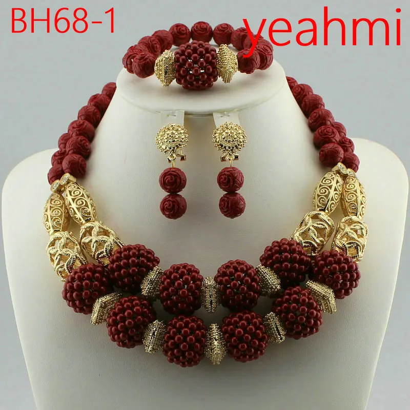 

2020 модный Африканский комплект ювелирных изделий, нигерийский Свадебный комплект ювелирных изделий с бусинами золотого цвета, свадебное о...