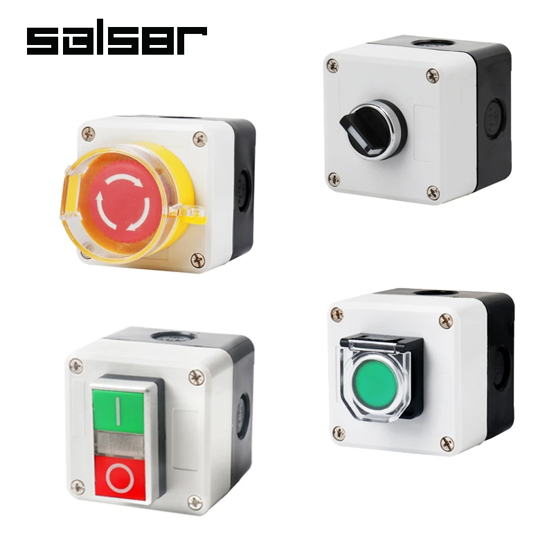 

DIY 1P 5A Elevator Power Start Push Button Switch Control Box Emergency Stop IP65 Waterproof Indicator Light