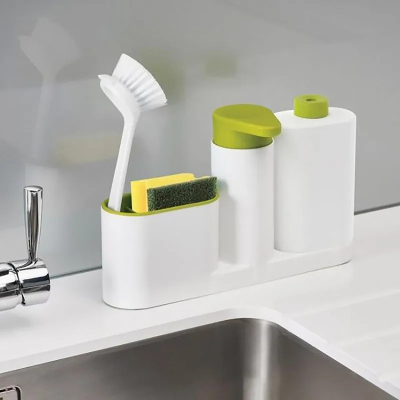 kitchen soap dispenser with sponge holder bottle hand sanitizer and detergent liquid sub bottling rack bathroom kitchen gadget free global shipping