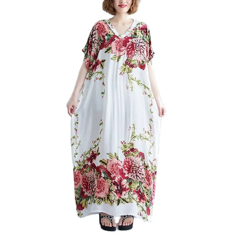 

ARCSINX Floral Dress Women Oversized 4XL 5XL 6XL 7XL 8XL 9XL 10XL Boho Dress Woman Casual Cotton Summer Dresses And Sundresses