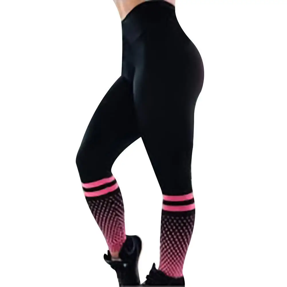 

Women Grid Pattern High Waist Sport Exercise Fitness Running Yoga Leggings Pants