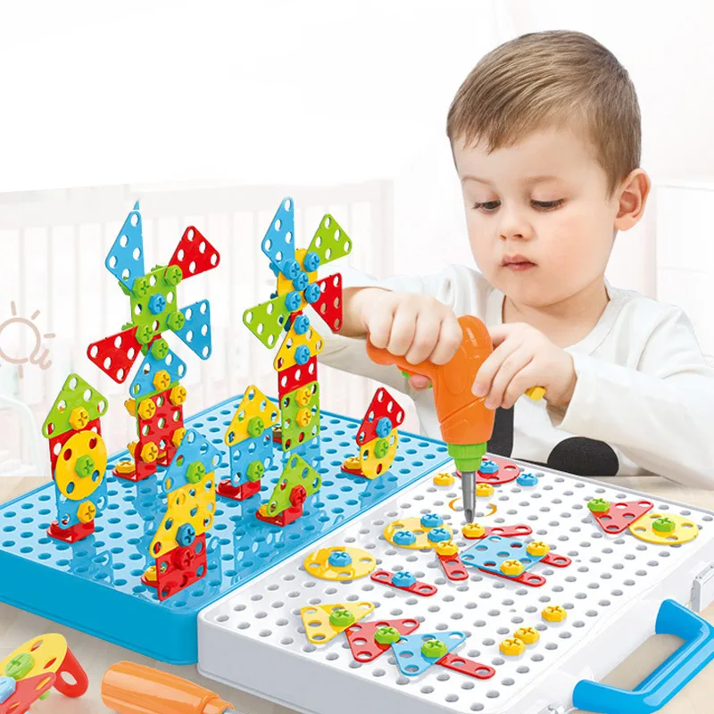 

Kids Drilling Screw Puzzle Toys Drill Toolbox DIY Building Blocks 3D Pretend Play Educational Toy for Boy 3-6Years Children Gift