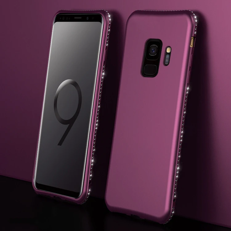 Фиолетовый Стразы мягкий чехол для samsung Galaxy S7 край S8 S9 S10E S10 A5 A6 A7 A8 J4 J6 J8 J3 J5 J7 Bling чехол-бампер - Цвет: Фиолетовый