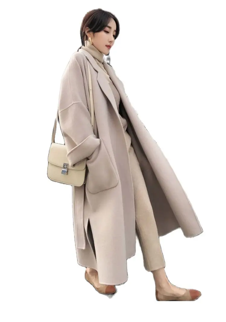 

Korean Version Of Woolen Coat Women's Mid-length 2021 Autumn And Winter Popular New Loose College Style Women's Woolen Coat