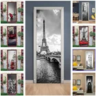 Серая серия дверных наклеек, обои, самоклеящаяся Водонепроницаемая башня, автомобильный постер, домашний дизайн, художественная Настенная Наклейка для гостиной, спальни