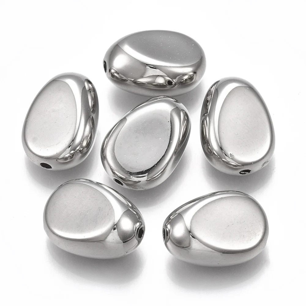 500g CCB Plastic Beads Oval Platinum 19x13.5x10mm Hole: 2mm about 302PCSs/500g