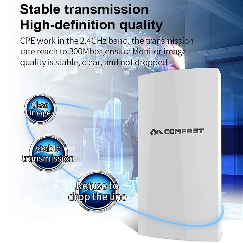 COM FAST открытый беспроводной мост 2 4 ГГц 300 Мбит/с 1 км CPE/AP Wi Fi маршрутизатор