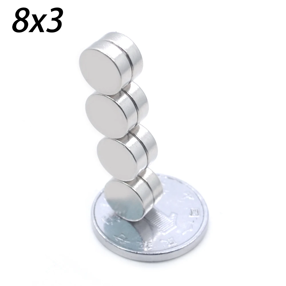 Круглый неодимовый магнит NdFeB N35 20/50/100/200/500 шт. 8x3 супермощный небольшой постоянный