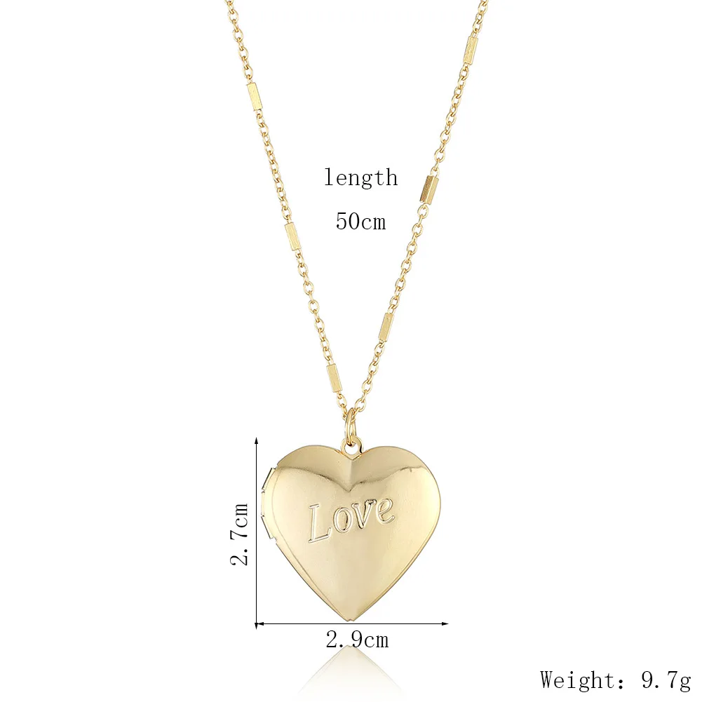 

Fashion Exquisite Love Heart Round Photo Frame Pendant Necklaces For Women Gold Plated Clavicle Chain Necklace Jewelry Gift