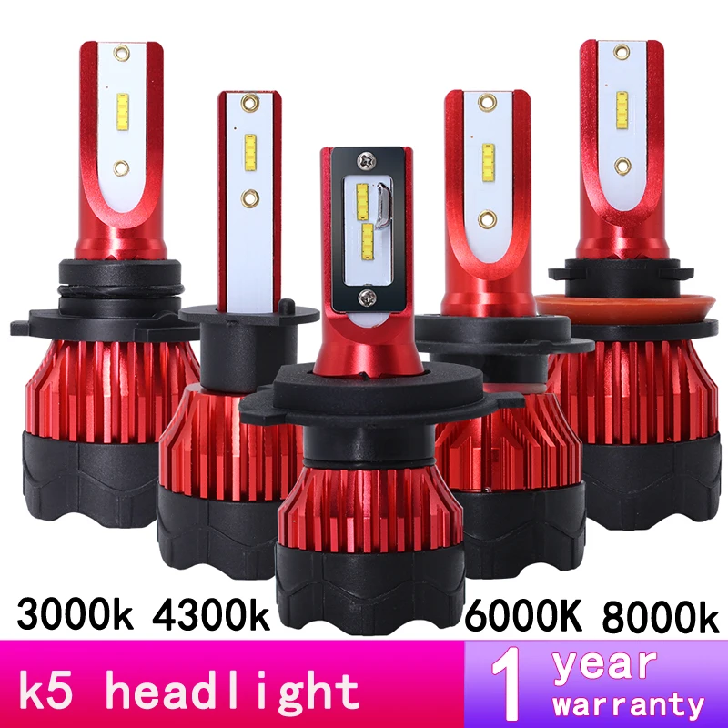 2x K5 H1 H3 H7 H11 светодиодные лампы для фар автомобиля H4 9005 9006 9004 9007 H13 880 LED автомобильные фары 55W 12000LM 4300K 6000K 8000K.
