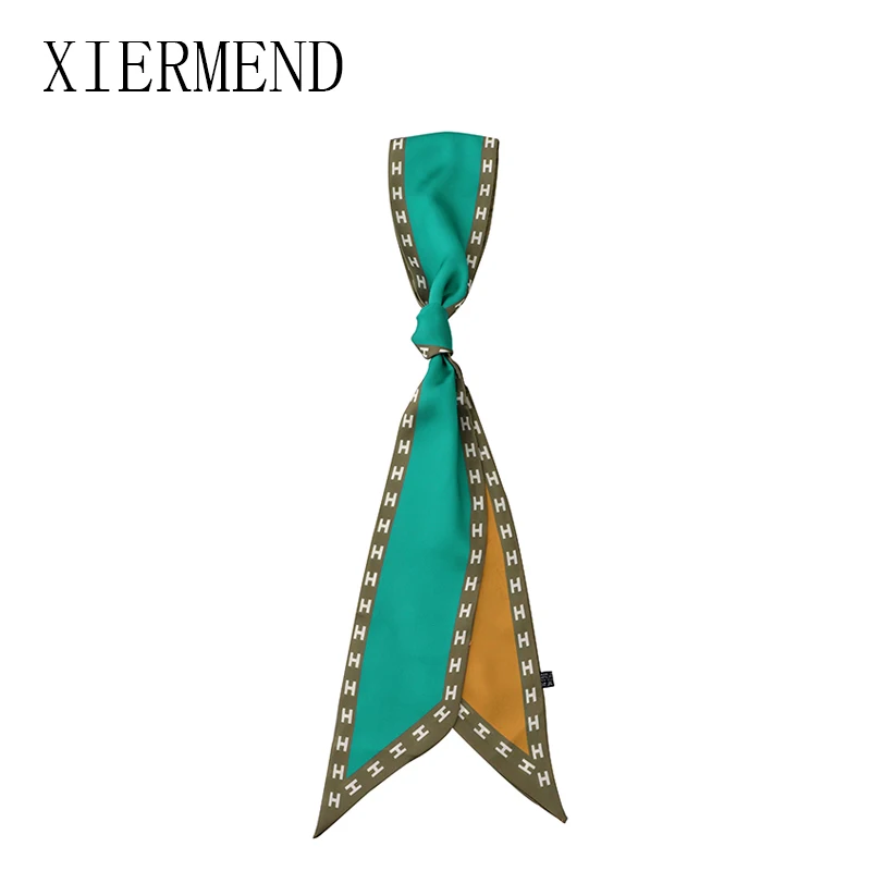 

2021 New Summer 140*9 Letter Stripe Long Scarf Silk Scarf Female Wrist Tie Hair Ribbon Long Bag Belt Hair Belt For Women