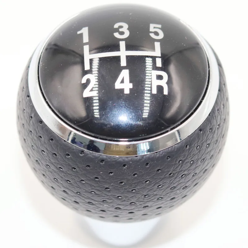 Автомобильный 5/6 Скорость черные кожаные шестерни Head рукоятка рычага