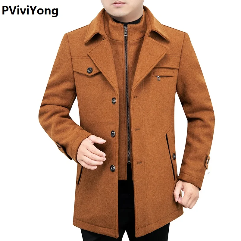 PViviYong,, Корея, Новое поступление, осень и зима, высокое качество, шерсть, Тренч для мужчин, мужская шерсть, doul, воротник-стойка, куртки M801 - Цвет: CAMEL