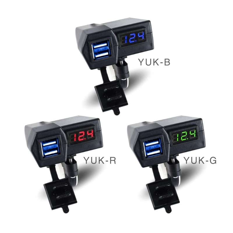 

Portable Handlebar Charging Stand 12V Motorcycle Dual USB Charger for Mobile Phone Mini Power Adapter Socket