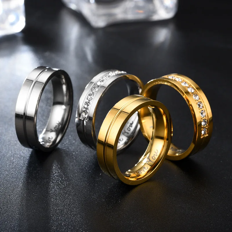 

2021 Fashion Women Men Titanium Steel Ring Classic Letter I Love You Rings Gold Color Jewelry for Couple Weeding Gift Accesory