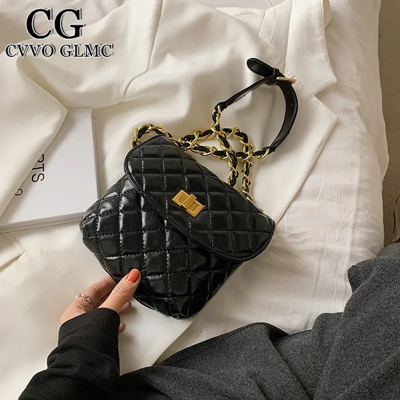 

Cvvo Glmc Design Mini PU Leather Flap Crossbody Shoulder Bags for Women 2021 Summer Fashion Ladies Chain Handbags and Purses