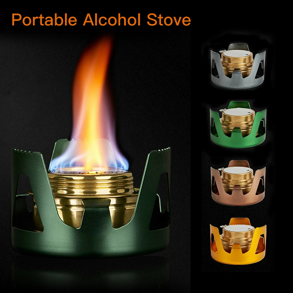 

High Quality Aluminum Alloy Brass Survival Alcohol Stove Burner for Backpacking Hiking Camping Outdoor Portable Fast Delivery