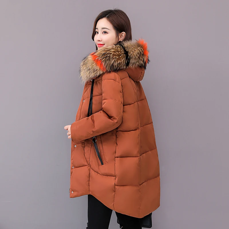 Plus Size 4XL 5XL Winter Jacket Women Padded Outwear Hooded Colorful Fur Female Coat Long Parka Mujer Invierno