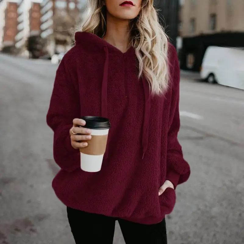 

5XL Plus Size Women Hoodies Big Size Solid Sweatshirt Harajuku Oversized fleece loose plush coat Winter Female Hooded Sweatshirt