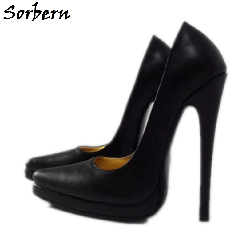 

Sorbern Sexy Pointy Toe Women Pump High Heels 16Cm Stilettos Platform Shoes Slip On Ladyboy Plus Size Shoe Club Footwear 14 18Cm