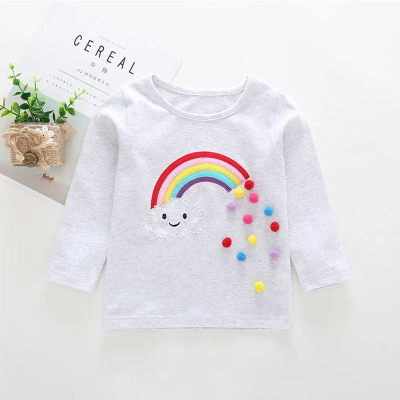 Детские топы с принтом радуги футболки Осенние повседневные для маленьких