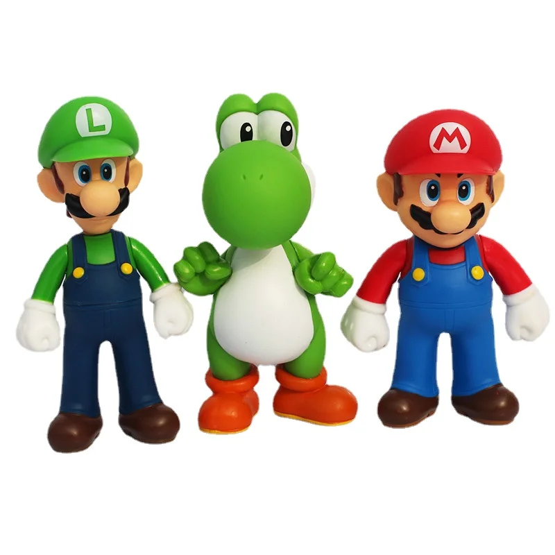 

Super Mario Bros Luigi Yoshi Donkey Kong Wario PVC Action Toy Figure Collectible Puppets Model Toys For Children birthday gifts
