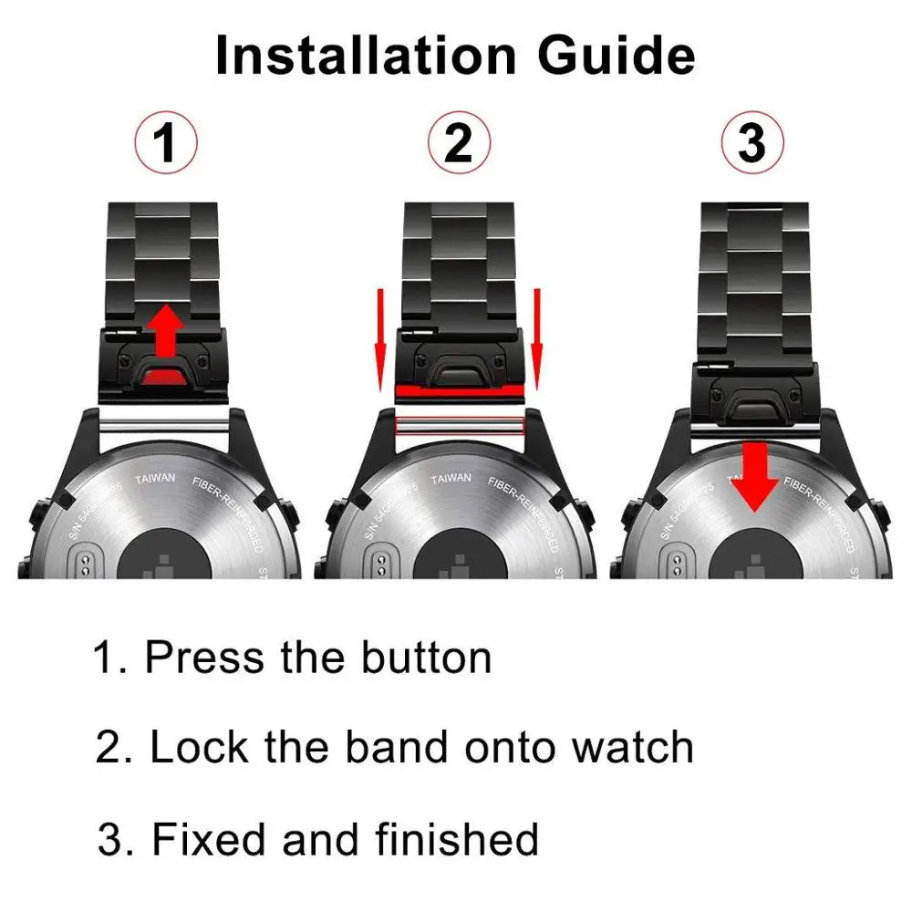 Ktab Fenix 5X Band Stainless Steel Metal Strap for Garmin fenix 5S/5/5X Quick Release Easy Fit 26mm 22mm 20mm Link | Электроника