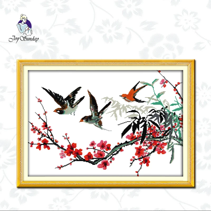 

Joy Sunday,birds,cross stitch embroidery kit,11CT or14CT Animal pattern cross stitch kit,Needlework counted cross-stitch pattern