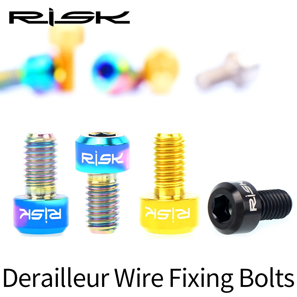 

RISK 2PCS M5x9 mm Bicycle Rear Derailleur Bolt Titanium Alloy MTB Mountain Bike Front Derailleur Cable Inner Wire Housing Screws