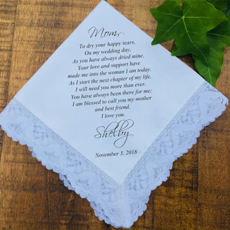 

Носовой платок на заказ для матери и свадьбы, Свадебный носовой платок для матери невесты, носовой подарок для матери жениха, с принтом