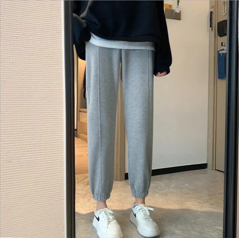 

6535 Cotton 2021 New Sports Pants Women Loose Summer Thin Casual Trousers Gray Trousers Trousers Sweatpants Women