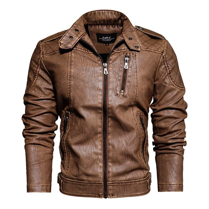 Autumn youth tide men's leather jacket motorcycle leather PU jacket jacket plus velvet stand collar leather jacket