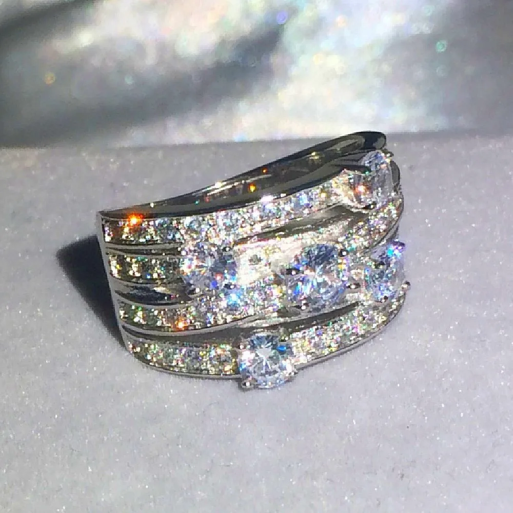 Женское и мужское кольцо из серебра 925 пробы с искусственным бриллиантом|diamond