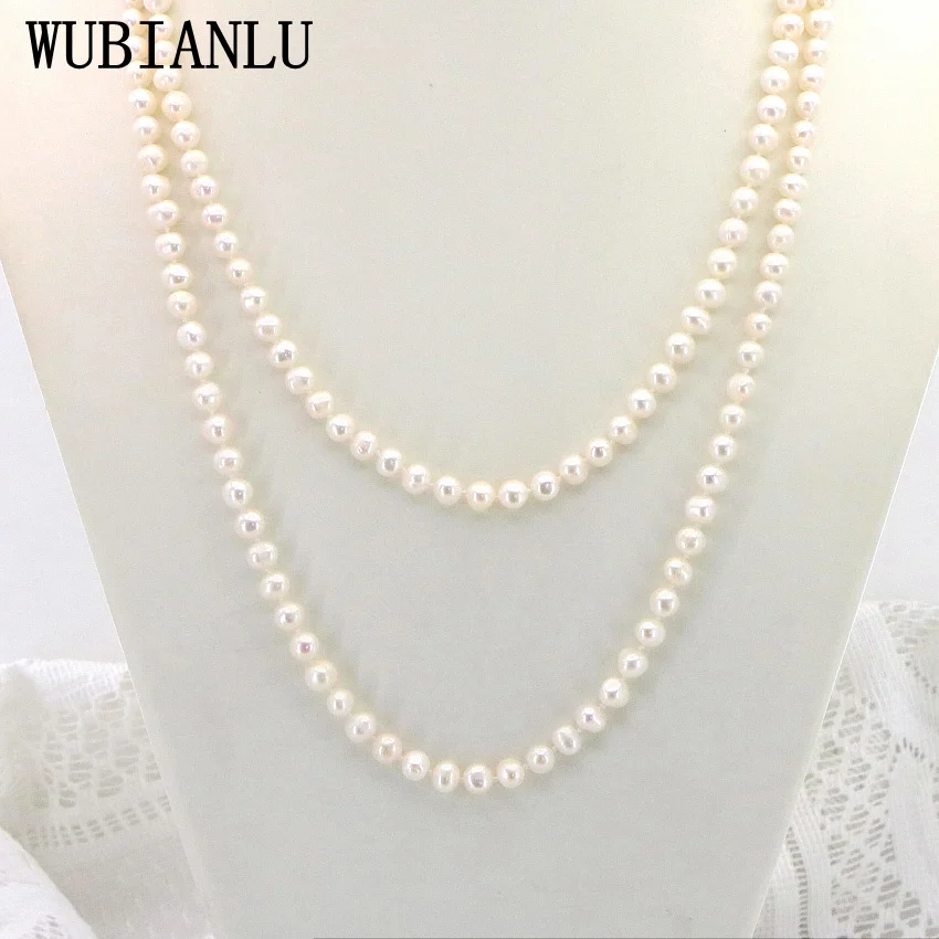 WUBIANLU Новинка 2 вида стилей г. длинное ожерелье с пресноводным жемчугом 7 8 мм