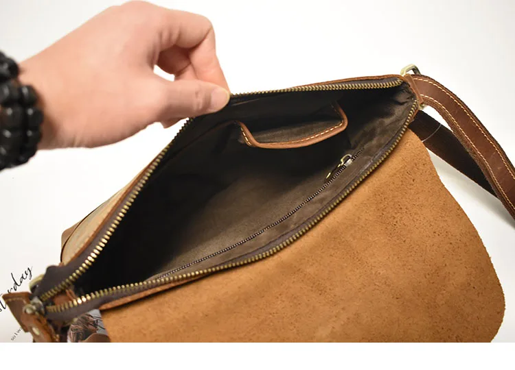 

Vintage Original Crazy Horse Leather Men Messenger Bags Casual Genuine Leather Bag