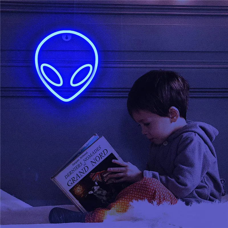 Светодиодный Ночной светильник с узором пришельцами декоративная лампа для
