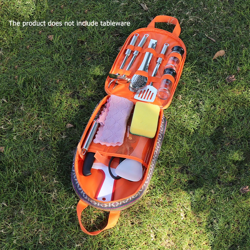 

Camping Picnic Tableware Storage Bag Portable Barbecue Cutlery Organizer Outdoor Portable Shoulder Pouch