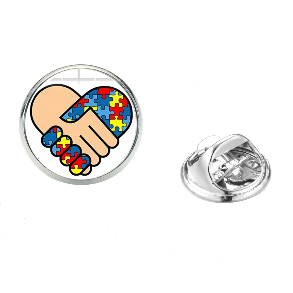 Азиатских паззл информации о проблеме аутизма брошь красочный пазл лента фото