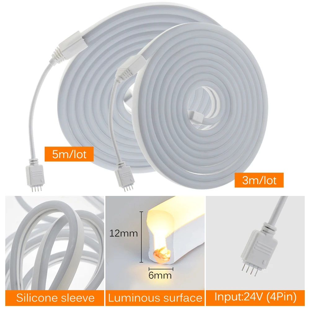 Комплект неоновых светодиодных лент RGB DC 24 В SMD 2835 с пультом дистанционного