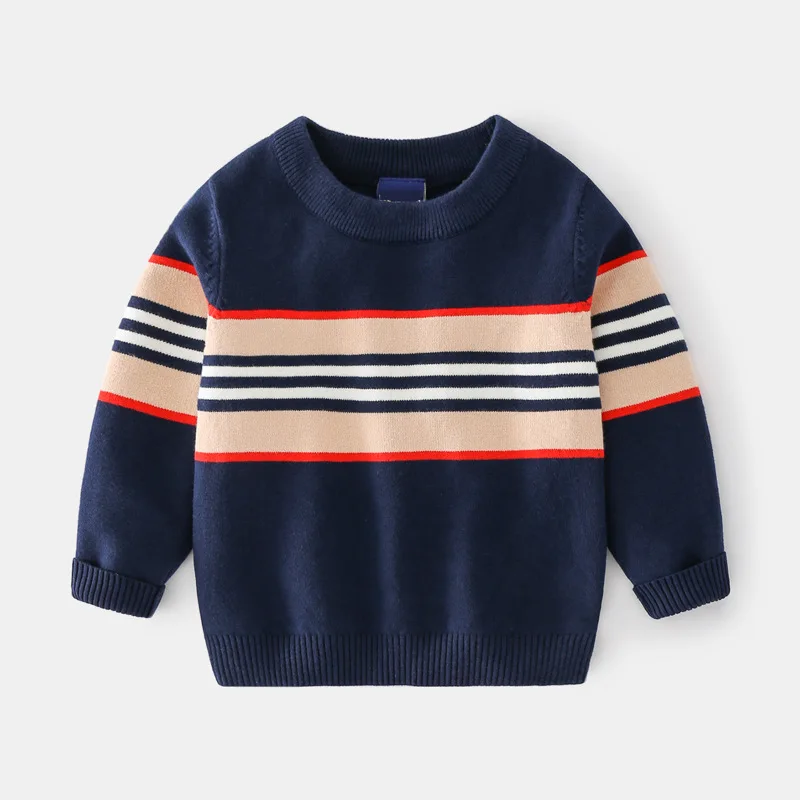 

2021 Autumn Winter Kids 3 Colors Clothing For Boys Crew Neck Thick Kids Slouchy Soft Wool Sweaters 100% Cotton Warm Pullover ToP