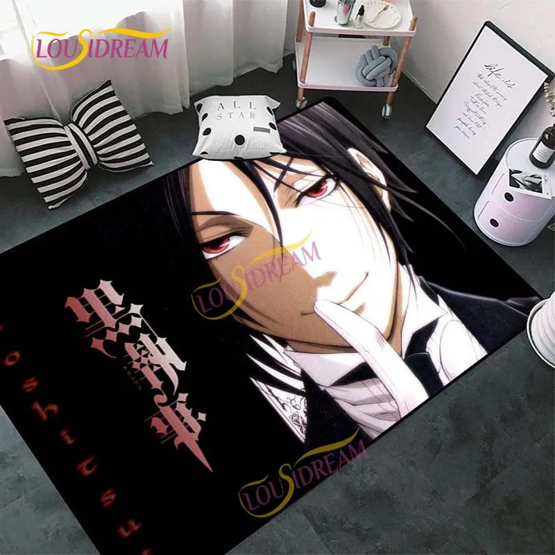 Ковер квадратный с анимационным рисунком "Черный Дворецкий" для спальни и гостиной, ковры и коврики для пола для детской комнаты и декора дома.